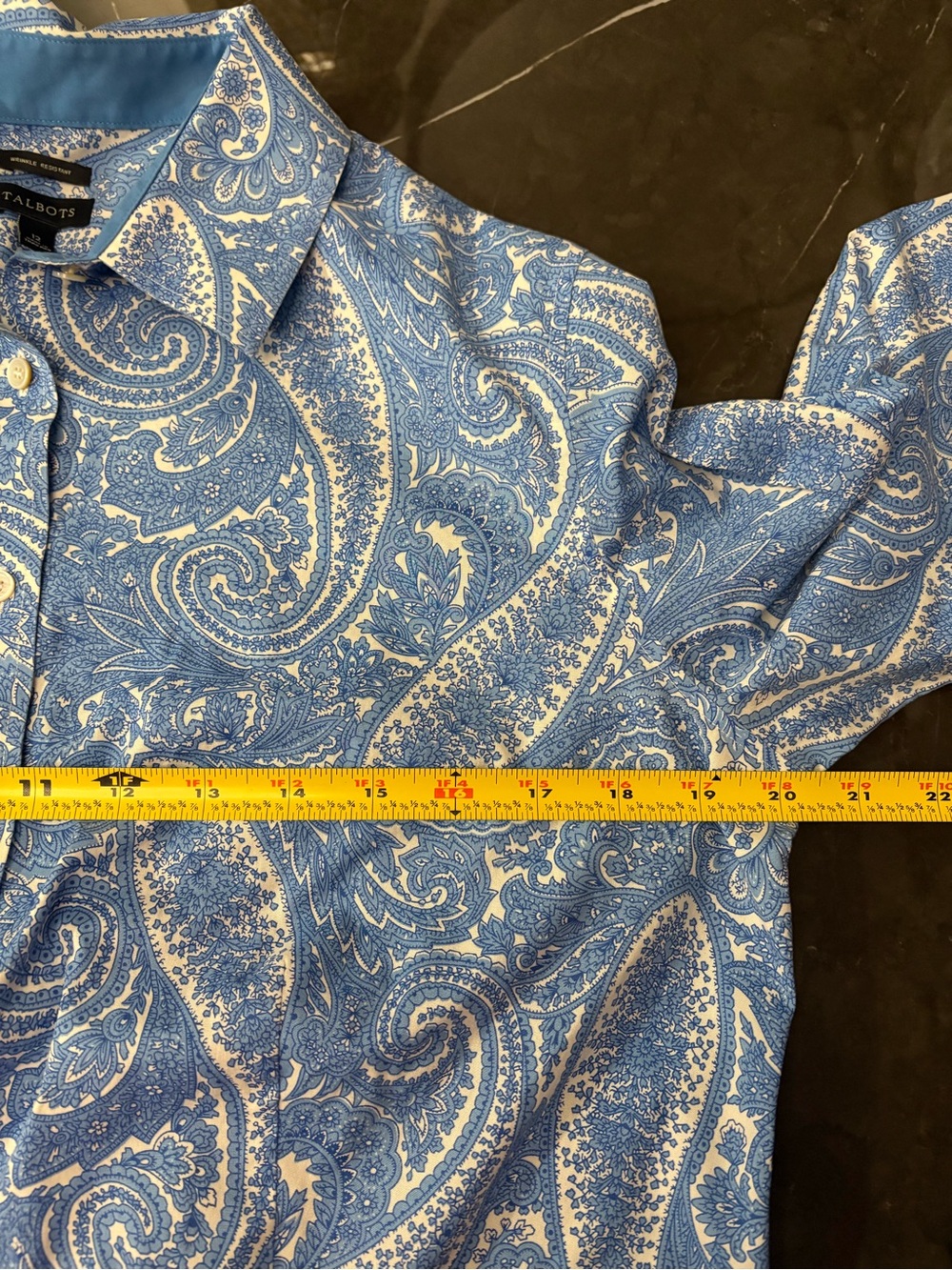 Talbots Women's Paisley Print Wrinkle Resistant Button-Down Shirt Size 12 Casual - Picture 6 of 8